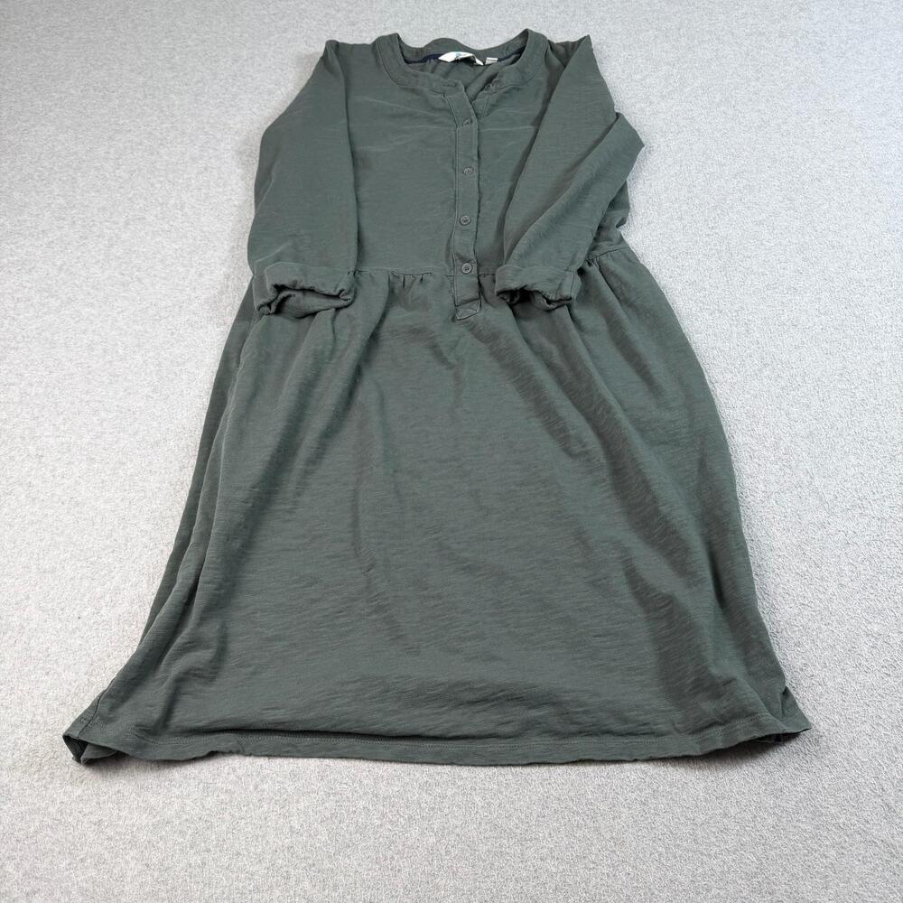 Boden Dress Women 4 UK 8 Green Jersey Henley Long Sleeve A Line Button Heritage